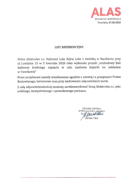 Alas rozbudowa linii kablowej średniego napięcia